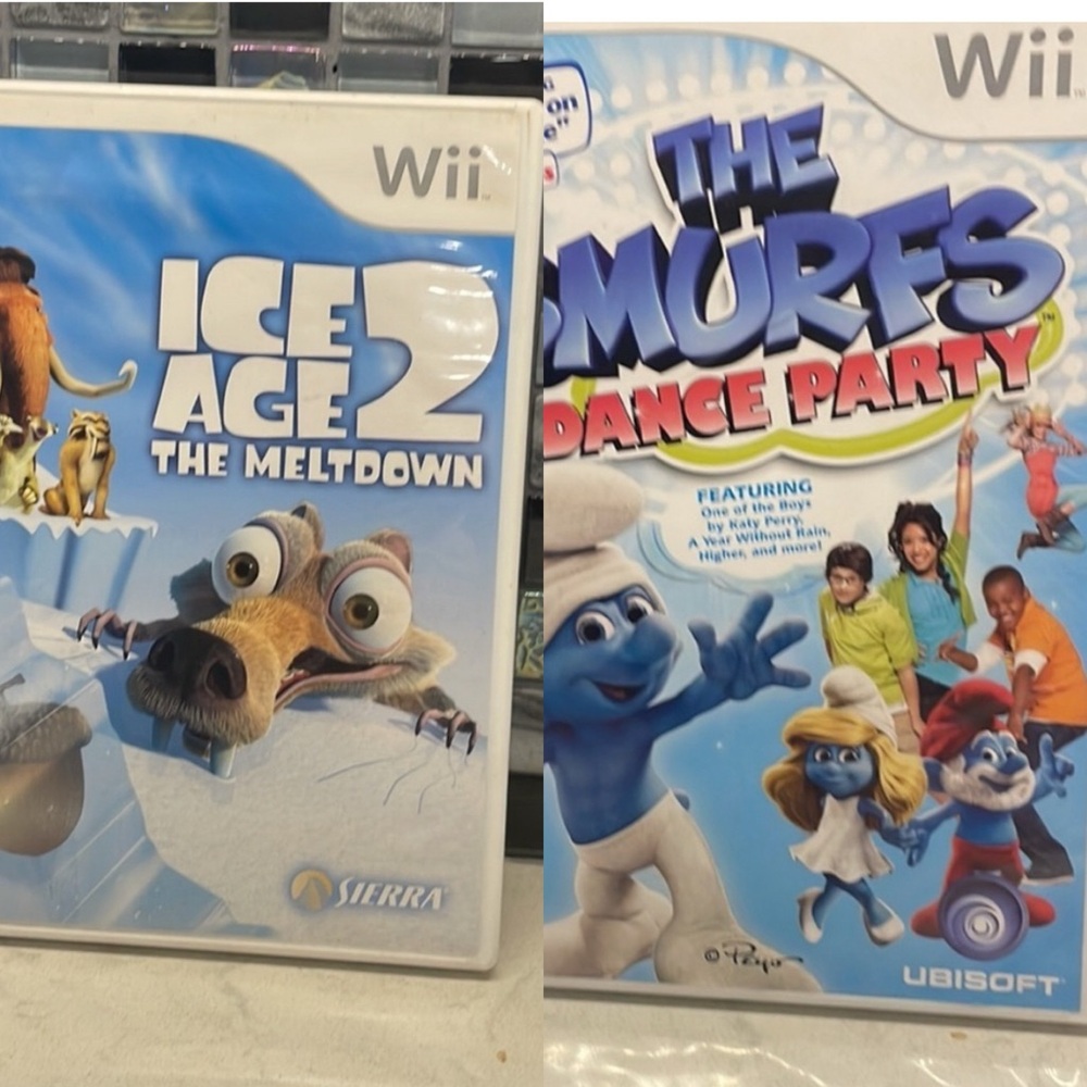 Wii Ice Age 2 The Meltdown & Smurfs Dance Party Bundle ONLY